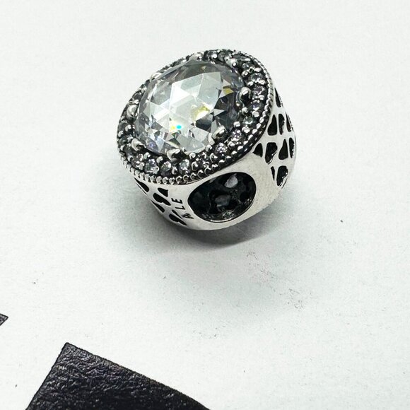 Pandora 925 Sterling Silver Bead Charms CRYSTAL RADIANT HEARTS WHITE - Picture 3 of 6